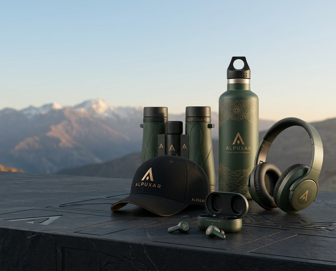 Alpuxar product collection in a mountain landscape